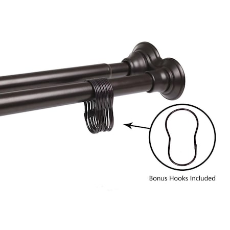 Utopia Alley 42 - 72 in. Rustproof Aluminum Double Tension Straight Shower Curtain Rod - Oil Rubbed Bronze UT585493